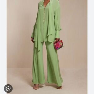 Cult Gaia Light Green Blouse and Pants Set
